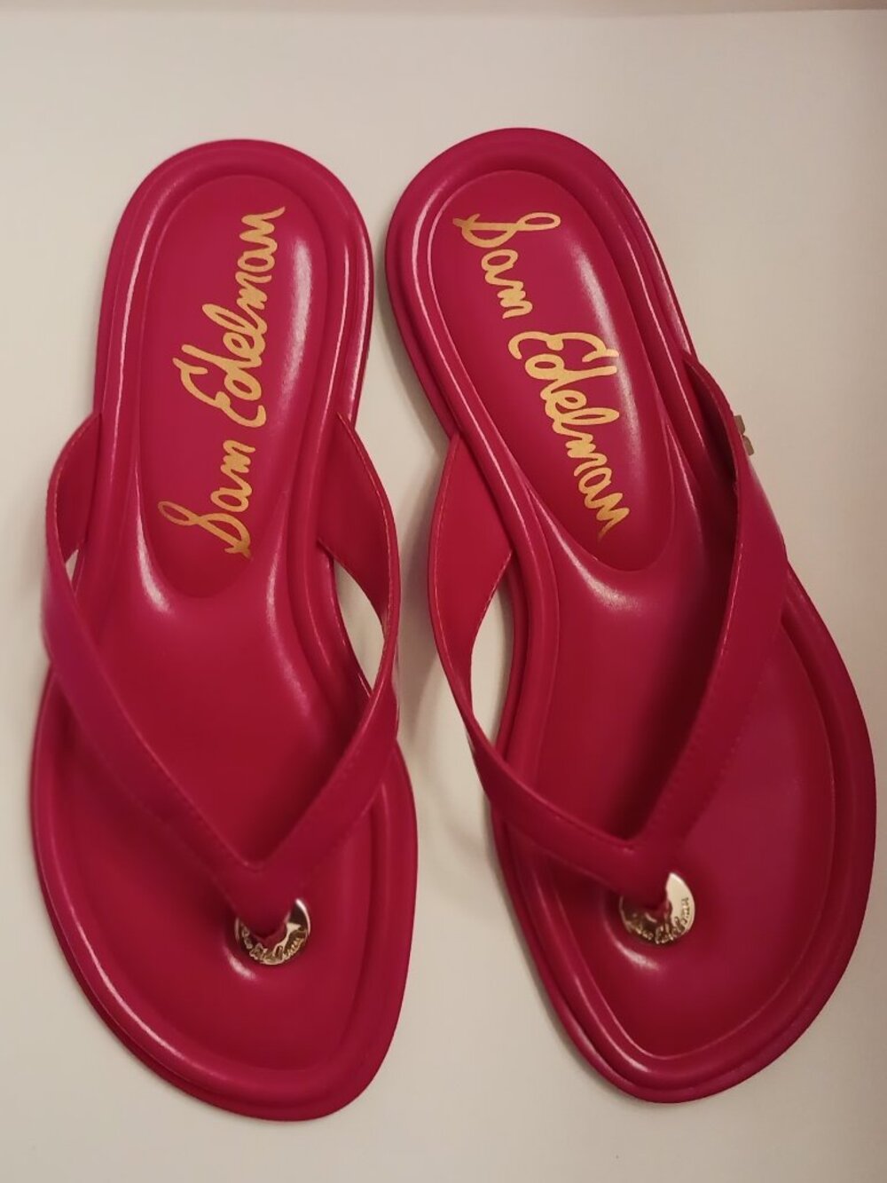 Sam Edelman Remi red leather sandals/ flip flops - Picture 2 of 9
